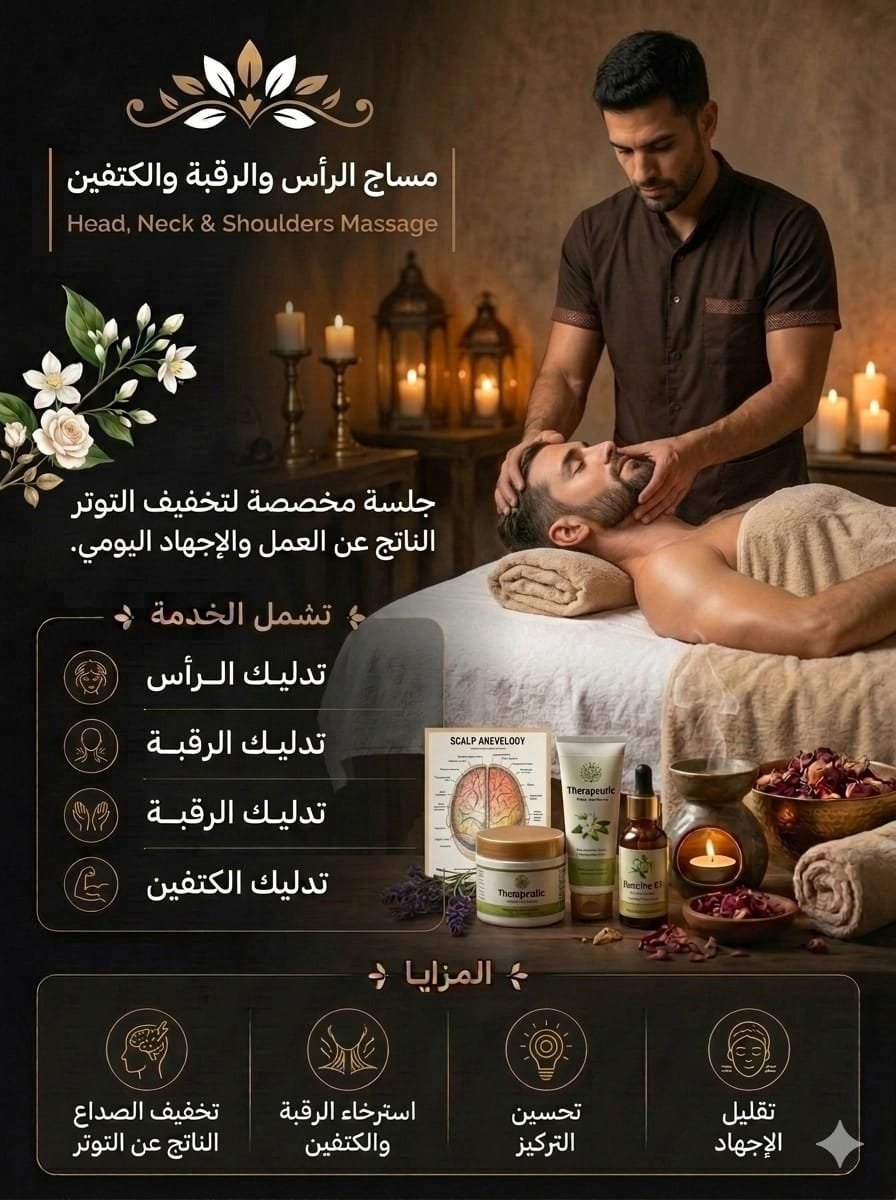 💆✨ مساج الرأس والرقبة والكتفين | Head, Neck & Shoulders Massage