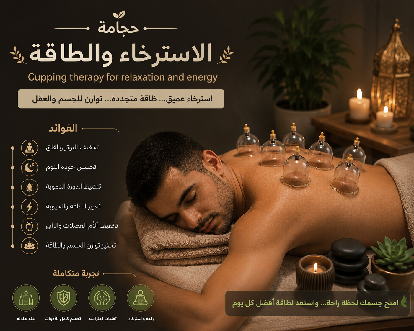 🧘 حجامة الاسترخاء والطاقة Cupping therapy for relaxation and energy I